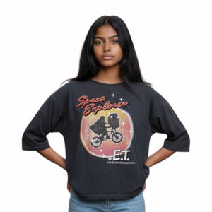 E.T. The Extra-Terrestrial T-Shirt Womens L Gray Vintage Retro Movie Film Sci Fi
